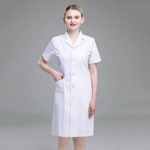 Abito bianco a maniche lunghe abbigliamento da donna a maniche corte cappotto da lavoro da infermiera abiti da lavoro in vendita <span class=keywords><strong>camice</strong></span> da laboratorio - Product Image 4