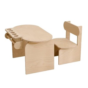 Cross-border Creative Wooden Children's Study Table and Chair Set, Solid Wood Baby <b>Drawing</b> and Doodling Table, Early Education - Product Image 5