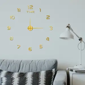 Home Wall Quartz Naald Zelfklevende Klok Spiegel Decoratieve Muurstickers Relojes De Pared 3d