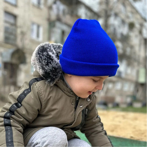Venta al por mayor personalizado liso suave cálido acrílico de punto niños pequeños sombreros niños bebé gorro de invierno - Product Image 3