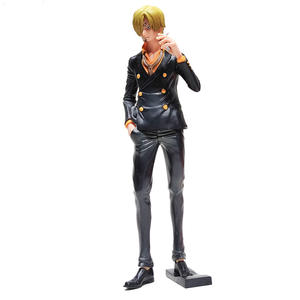 Figura di Sanji in Abito Nero Grandista da <span class=keywords><strong>One</strong></span> <span class=keywords><strong>Piece</strong></span> con Capelli Biondi e Sopracciglia Arricciate in Elegante Posa Eretta per Fan - Product Image 1