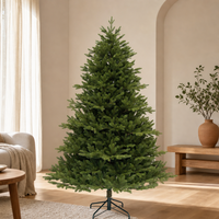 Sapin de Noël Artificiel Réaliste 1,8m 2,1m 2,4m Profil Complet PE PVC Sapin Vert Mixte avec Support Métallique Pliable
