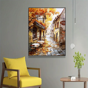 Kit de toile personnalisé pour peinture par numéros : Les rues d'<span class=keywords><strong>automne</strong></span> – Peinture par numéros créative avec <span class=keywords><strong>acrylique</strong></span> non toxique - Product Image 2