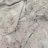 Personnalisation : Dentelle brodée découpée au laser, filet blanc, 100% polyester, soluble à l'eau, pour robe de Dubaï