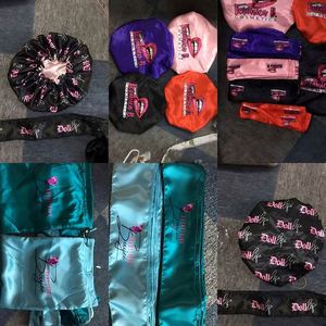 High Quality Women Polyester Custom Logo Printed Color Single/Double Layer Elastic Band <b>Bonnet</b> <b>Bonnets</b> and Satin <b>Hair</b> Wraps Bag - Product Image 3