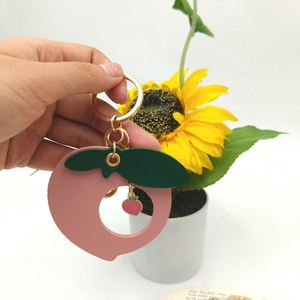 <b>Cute</b> Fruit Keychains PU Leather Peach Avocado Bag Charms Ornament Elegant Key Holder <b>Keyring</b> for Women - Product Image 2