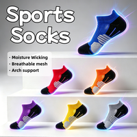 Chaussettes de cheville en polyester et nylon pour l'automne, motif rayé imprimé numériquement, évacuation de l'humidité, maille respirante, pour la course à pied, avec bordure haute