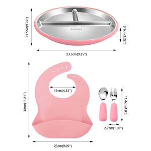 All <b>One</b> Feeding Set Safe Toddler Non-Toxic Baby Feeding Utensils BPA-Free Mess Free Essentials Bib Plate Fork Spoon Kit Manual - Product Image 2