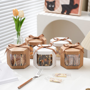 Scatola per Torte in Carta Kraft con Finestra Trasparente e Nastro, Confezione Regalo per Dolci e Caramelle, Scatole per Torte di Compleanno e Matrimonio - Product Image 3