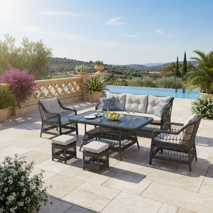 Ensemble de table et de chaises de jardin en rotin d'aluminium moderne de qualité supérieure (3 chaises 1 table) pour une utilisation en extérieur dans les hôtels et les villas - Product Image 3