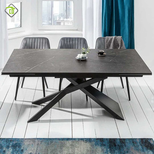 Produttore professionale personalizzato pietra pietra pietra lastra superiore <span class=keywords><strong>tavolo</strong></span> da pranzo sinterizzazione con le gambe Hardware vestito ristorante di lusso - Product Image 3