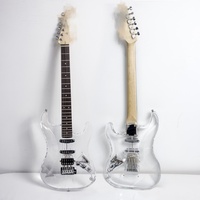 Vente en gros OEM Crystal Transparent Guitare électrique Guitare électrique simple simple double Acrylique Rock Live Guitare électrique