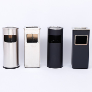 Cubo de basura de acero inoxidable Ruixiang con cenicero 24x24x61, de suelo, para vestíbulo de hotel o pasillo. - Product Image 1