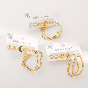 À la mode grand cercle boucles d'oreilles boucles d'oreilles clous d'oreille femmes en acier inoxydable géométrique boucle d'oreille ensemble balancent boucles d'oreilles fête cadeau bijoux de mode - Product Image 2