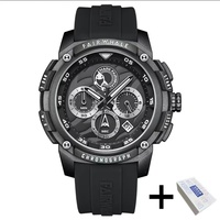 MARK FAIRWHALE 4410 Montres à quartz décontractées et élégantes avec bracelet en silicone blanc, montres étanches pour hommes, coffret cadeau, Reloj Hombre