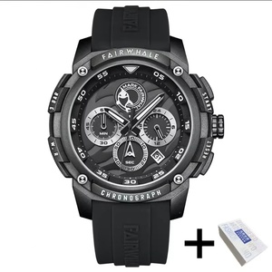 MARK FAIRWHALE 4410 Montres à quartz décontractées et élégantes avec bracelet en silicone blanc, montres étanches pour hommes, coffret cadeau, Reloj Hombre - Product Image 1
