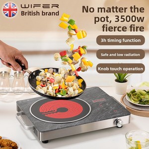 Cuisinière à induction multifonctionnelle en acier inoxydable de style européen, 3500W, à économie d'énergie, pour la cuisson à la wok, noire, haute performance - Product Image 2