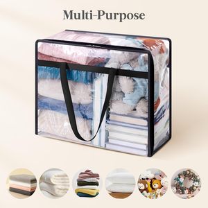 45L Modern Clear Foldable Water Resistant Plastic Clothes & Blanket <b>Storage</b> <b>Bags</b> - Product Image 5