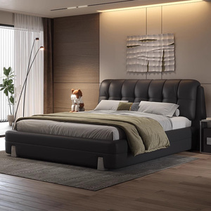 Italiaanse Luxe Kingsize Tweepersoonsbed Van Hoge Kwaliteit Ecologisch Lederen Hoofdeinde Moderne Koningin Slaapkamermeubels Afgeprijsd - Product Image 2