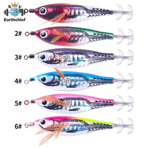 Esca Artificiale Luminosa a Forma di Calamaro 7,8cm/9,7cm 5,5g/7,8g 6 Colori, Esca per Pesca in Mare a Forma di Gambero in Legno - Product Image 3