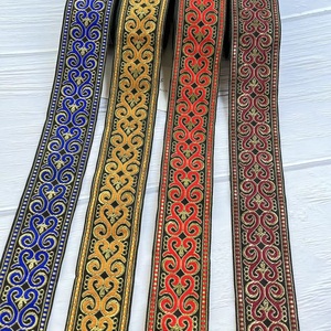 Jacquard <span class=keywords><strong>Ribbon</strong></span> 1/4 "100% <span class=keywords><strong>polyester</strong></span> satin dân tộc ren TRIM dập nổi dệt may trang trí Rắn màu sắc cho quần áo và túi xách - Product Image 1