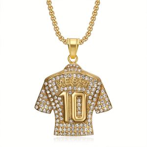 Collar de Joyería Hip Hop con Diamantes Completos, Collar con Colgante de Camiseta de Fútbol MESSI 10 - Product Image 2