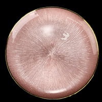 Assiettes de présentation en verre personnalisées rose ciel étoilé avec bord doré pour décorations de mariage