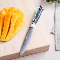 FINDKING magnifique série 5 pouces couteau d'office poignée en coquille d'ormeau 67 couches en acier damas cuisine fruits épluchage couteau utilitaire