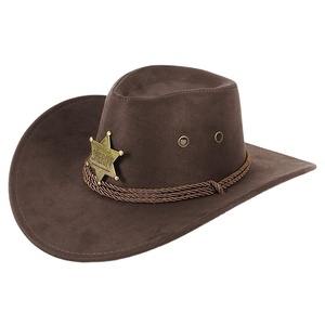 Cappello da Cowboy Occidentale con Stemma Esagonale in Metallo Ricamato, a Due Pannelli, per Uomo e Donna, con Tesa Larga, Protezione Solare, Impermeabile e Traspirante - Product Image 2