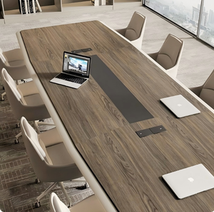 Juego de mesa y silla de negociación de tiras largas de madera maciza <span class=keywords><strong>para</strong></span> salas de reuniones y <span class=keywords><strong>espacios</strong></span> de <span class=keywords><strong>conferencias</strong></span>, muebles de oficina sencillos y modernos - Product Image 2