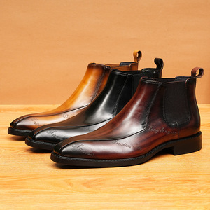 Chaussures Derby décontractées pour hommes en cuir de vachette, à bout rond, semelle épaisse et talon bas, personnalisables en gros, idéales pour les fêtes et banquets - Product Image 3