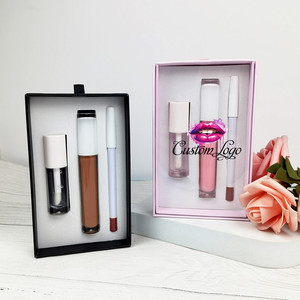 Kit Combinado de Lápiz Labial Vegano Mate de Larga Duración, Resistente al Agua, 3 en 1, Sin Adhesivos, Brillo Labial y Delineador de Labios, Empaque Rosa - Product Image 3