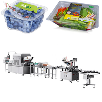 Máquina de Sellado de Bandejas Automática Lineal Ruibao BQS-QH2000, Máquina de Envasado en Atmósfera Modificada para Lechuga, Verduras y Frutas