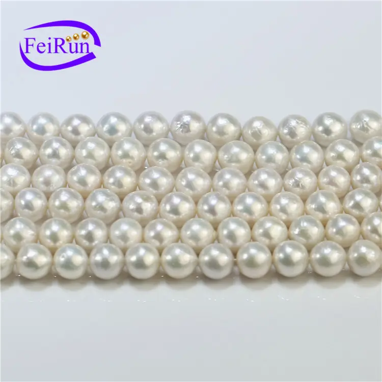 Feirun 10-11mm AA+ wrinkled nucleated edison round natural pearl beads, large stock of natural pearl beads