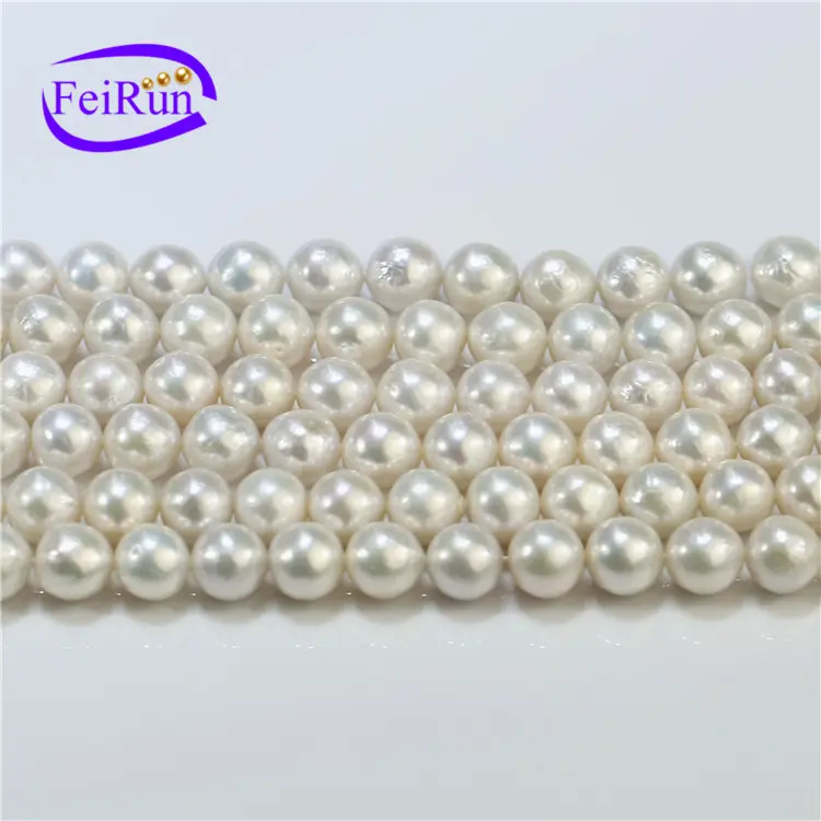 Feirun 10-11 Mm AA + Keriput Berinti Edison Bulat Mutiara Alami Manik-manik saham Besar Alam Manik-manik Mutiara