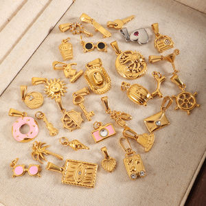 Olivia Fashion - Dijes de Acero Inoxidable, Dijes de Esmalte para Collar, Accesorios de Joyería Chapados en Oro - Product Image 4