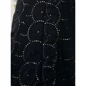 Impresionante Vestido de Gala Negro con Bordado en Organza, Estilo Línea A, Lehenga Choli para Invitadas de Boda, para Fiestas Formales, Largo hasta el Suelo, Cintura Imperio - Product Image 1