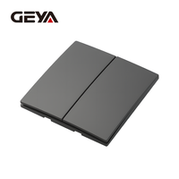 Interrupteurs muraux GEYA avec logo personnalisé, étanches IP54, 40 000 cycles, en matériau PC, design minimaliste moderne pour la maison, 250V 16A, 2 gangs, 2 voies, plaque UK