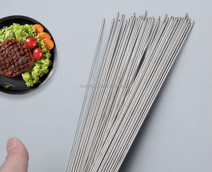 Brochetas de <span class=keywords><strong>Acero</strong></span> <span class=keywords><strong>Inoxidable</strong></span> 304 de Estilo Coreano con Mango Largo para <span class=keywords><strong>Barbacoa</strong></span>, Camping, Hornear y Cocinar, Herramientas Metálicas, Paquete de 50 Unidades - Product Image 2