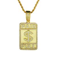 Collier pendentif en argent sterling 925 avec diamants en zircon cubique glacés, style hip-hop, grand motif de dollar, pour hommes