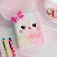 Kawaii Mini Nettes Notizbuch für Mädchen Cartoon Tier Weiche Flauschige Plüsch Tagebuch Notizbuch Nähen Binding Geschenk für Kinder