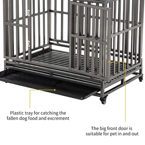 Cage pour chien multifonctionnelle équipée de roues et d'un plateau en plastique, cage pour chien robuste, cage portable pour animaux de compagnie - Product Image 3