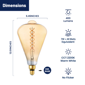 Vintage decorativo Chic ST164 oro LED bombilla suministro de fábrica E27 4W 2200K ámbar residencial sala de estar araña - Product Image 2