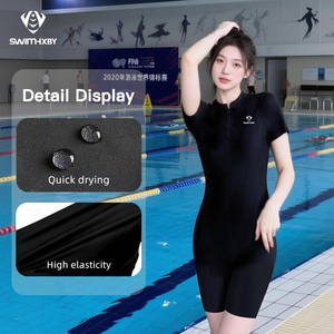 Traje de Baño de Una Pieza <span class=keywords><strong>para</strong></span> Mujer, Elástico, Transpirable, Ecológico, Anti-UV, de Secado Rápido, con Logotipo Estampado en la Parte Delantera, Poliéster/Nailon, OEM - Product Image 4