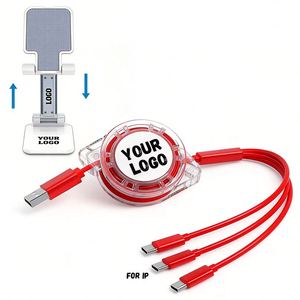 Câble de charge rapide 3 en 1 personnalisé avec logo promotionnel, cordon de chargeur bleu - Product Image 1