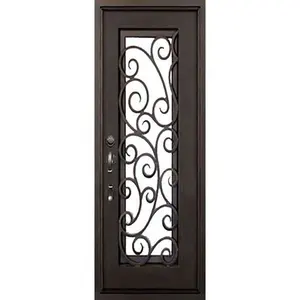 सजावटी आंतरिक गढ़ा लोहे के दरवाजे एकल फ्रेंच दरवाजे लोहे के दरवाजे