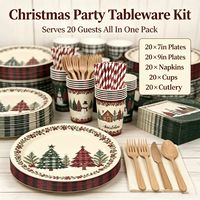Ensemble de vaisselle jetable compostable et écologique en papier pour fêtes de Noël et mariages avec logo personnalisé et tous les accessoires