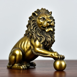 Custom Luxury Bronze Lion Statue Feng Shui Style Strength and Beauty Brass Lion Casting for Home or Office Decor Metal Crafts