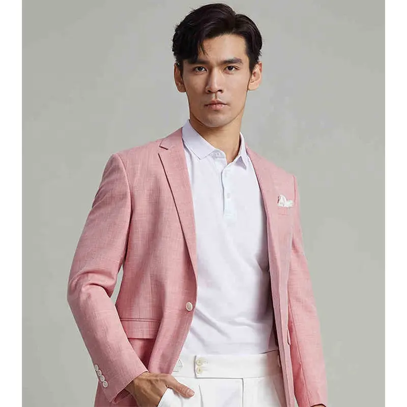 Factory Ready To Ship Pink Solid Blazers High Fashion Quality In Stock Party Men's Jackets