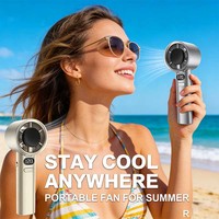 Ventilador de Mano Portátil Recargable USB con Batería, Nuevo, Tres Velocidades, Diseño para Colgar en el Cuello, para Casa, Auto, Hotel